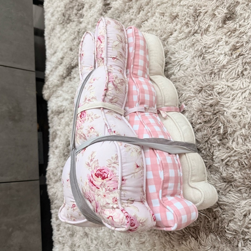 Boho Shabby Chic Plush Bunny Pillows and Speckled Wooden Eggs - Picture 8 of 10